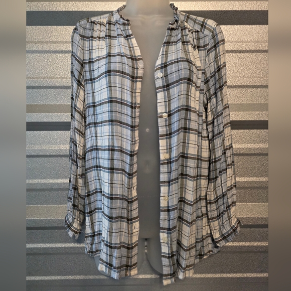 dash Tops - Ash Blue and Green Checkered Shirt